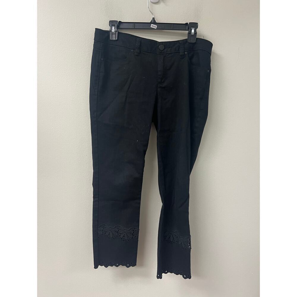LC Lauren Conrad Black Lace Skinny Crop Size 8